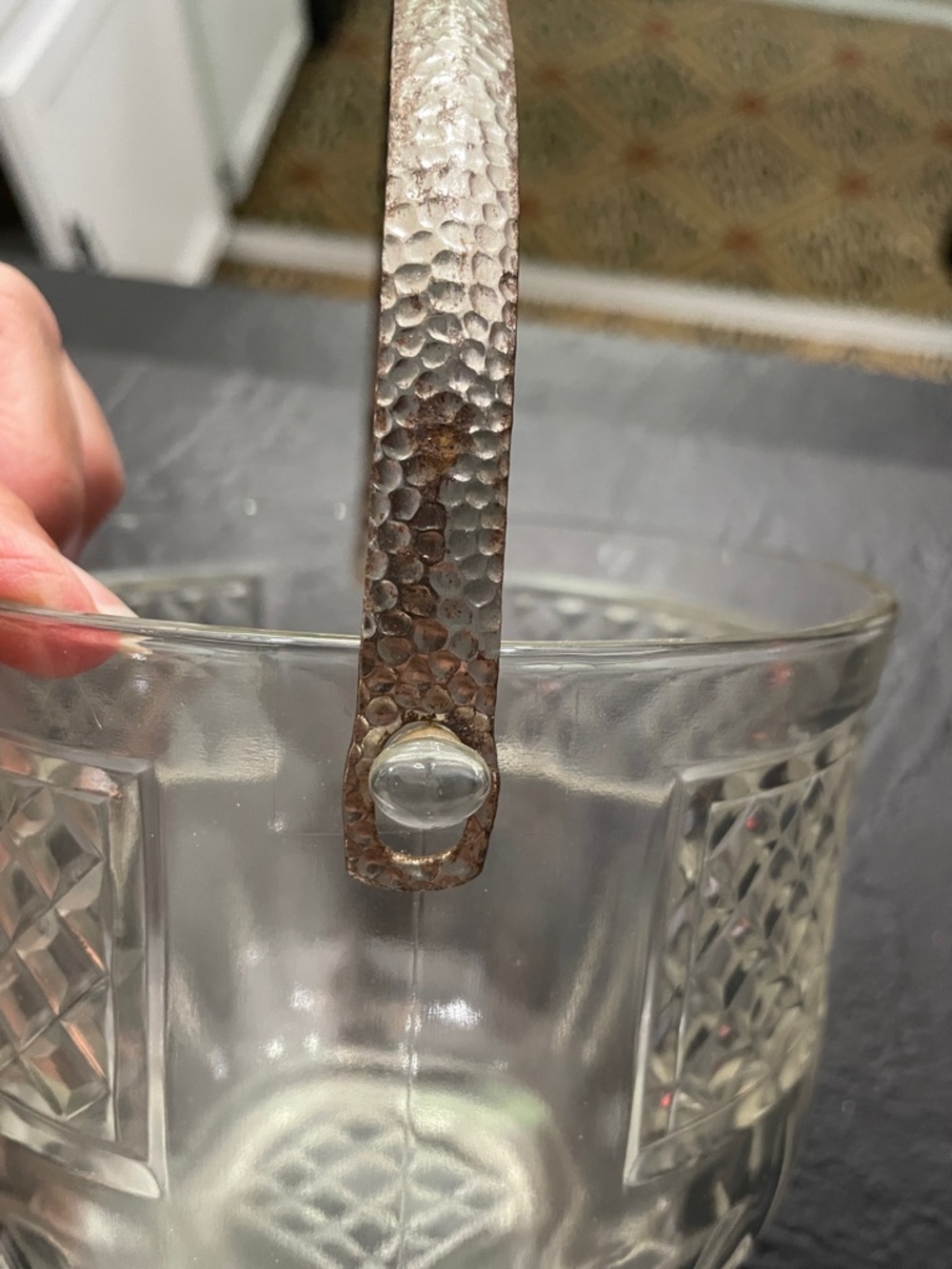 Vintage Ice BucketCut Glass Crystal Basket Pair with Silver-Tone Handles -Clear - Picture 5 of 12
